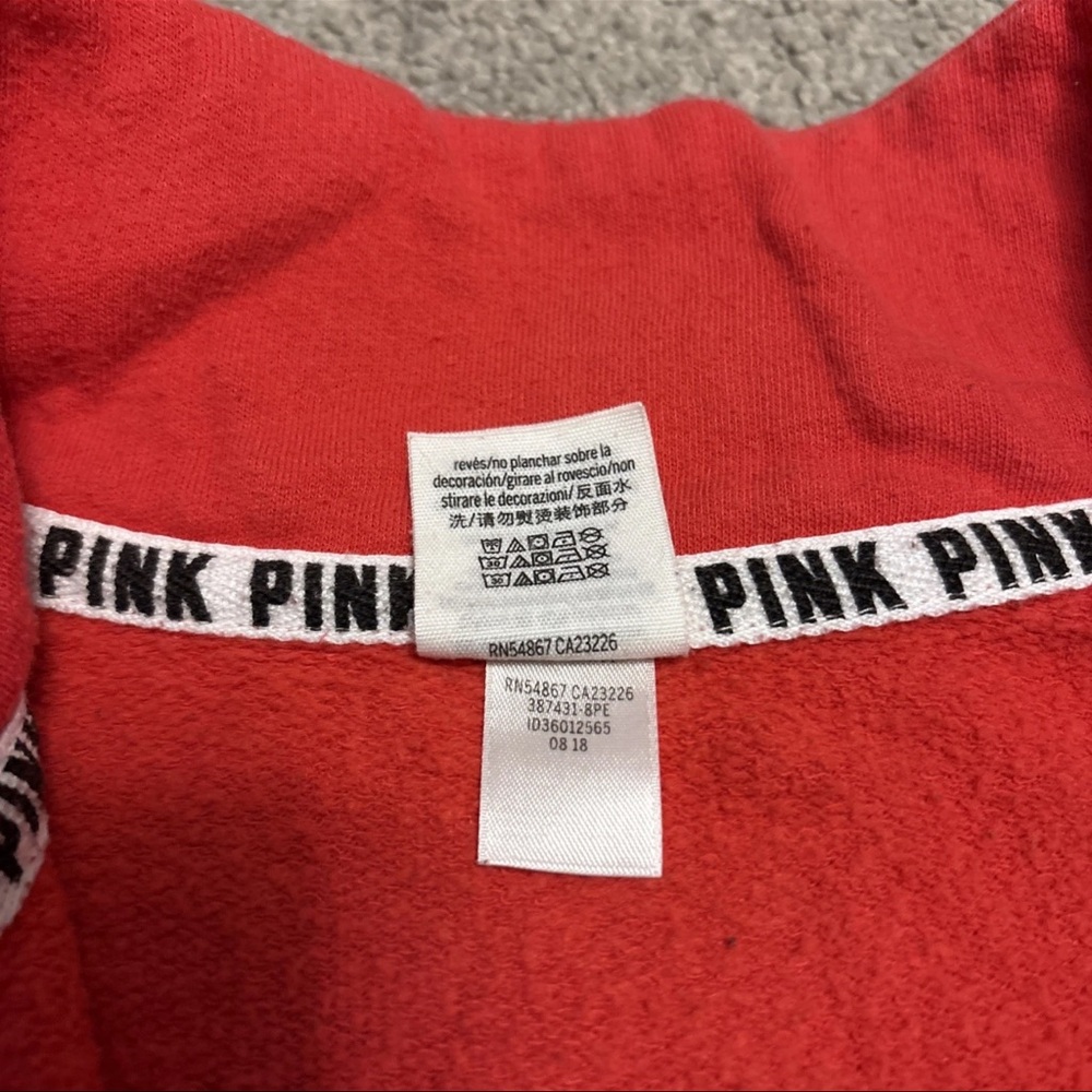 PINK Victoria's Secret Women’s M Red Quarter Zip Pullover Sweatshirt Sweater - Picture 8 of 11